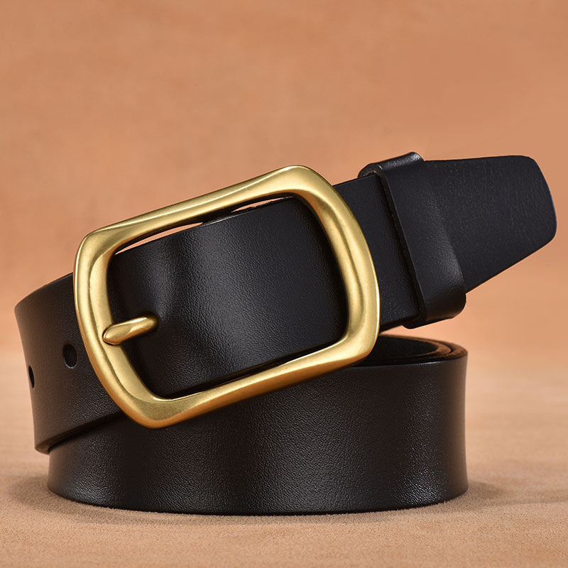 Luxueus | Leren heren riem met goudkleurige gesp