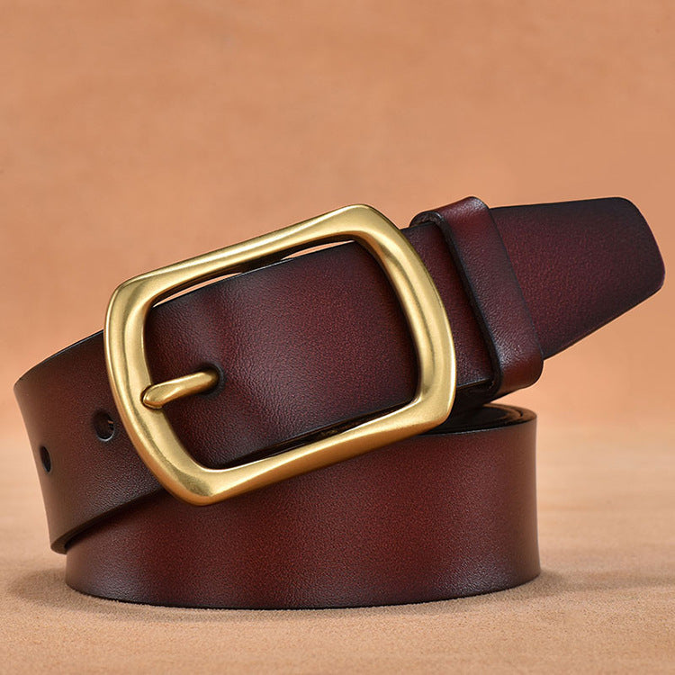 Luxueus | Leren heren riem met goudkleurige gesp