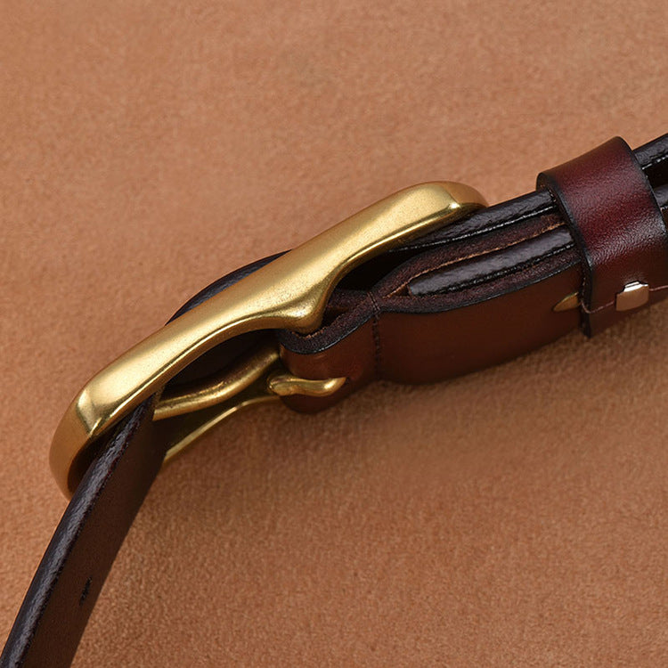 Luxueus | Leren heren riem met goudkleurige gesp