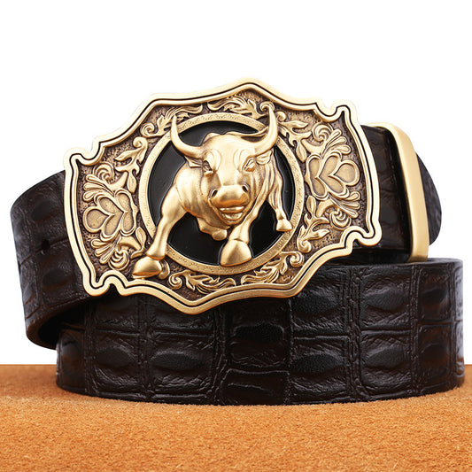 Stoer | Heren riem met goudkleurige buckle