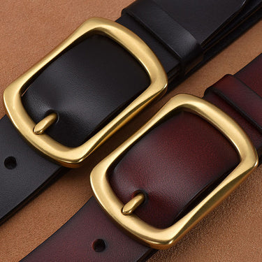 Luxueus | Leren heren riem met goudkleurige gesp