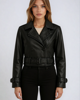 Cropped trenchcoat van imitatieleer voor dames 0