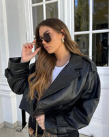 Cropped trenchcoat van imitatieleer voor dames 1