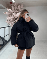 Dames Pufferjack met tailleband 0