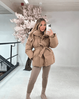 Dames Pufferjack met tailleband 1