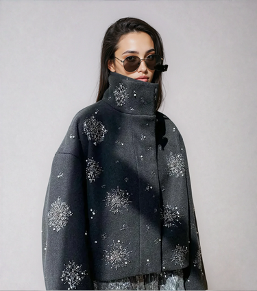 Dames borduurwerk kralen peacoat 0