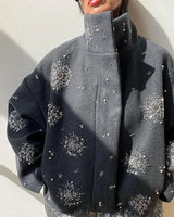 Dames borduurwerk kralen peacoat 1