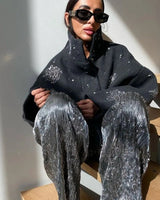 Dames borduurwerk kralen peacoat 2