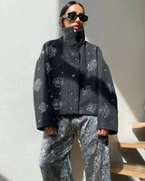 Dames borduurwerk kralen peacoat 3