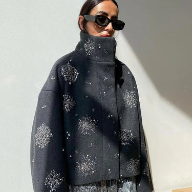 Dames borduurwerk kralen peacoat 4