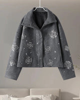 Dames borduurwerk kralen peacoat 5