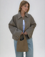 Dames boxy cropped wollen jas 1