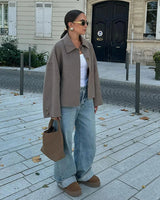 Dames boxy cropped wollen jas 2