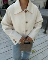 Dames boxy cropped wollen jas 5