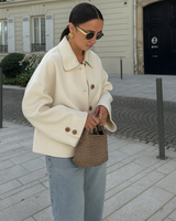 Dames boxy cropped wollen jas 6