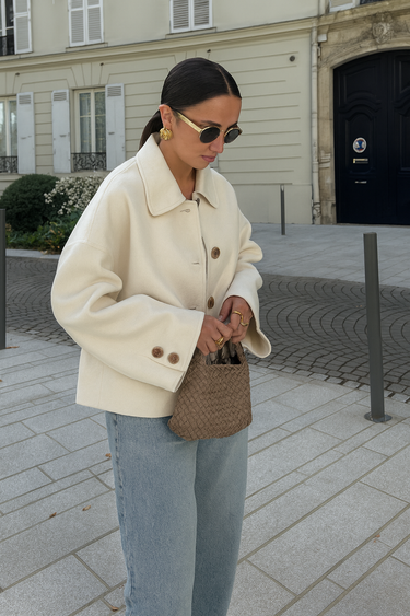 Dames boxy cropped wollen jas 6