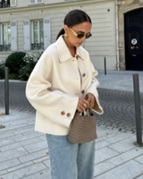 Dames boxy cropped wollen jas 7