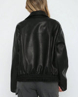 Dames casual zwart imitatieleren jack 2