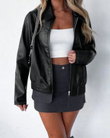 Dames casual zwart imitatieleren jack 4