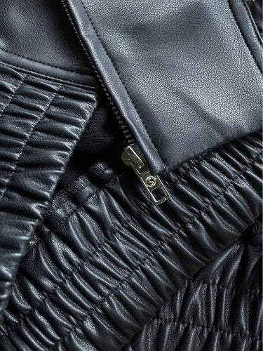 Dames casual zwart imitatieleren jack 5