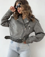 Dames gewassen imitatieleren jas 3