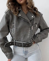 Dames gewassen imitatieleren jas 4