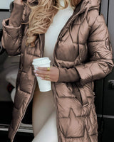 Dames gewatteerde capuchonjas met gewatteerde voering 0