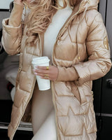 Dames gewatteerde capuchonjas met gewatteerde voering 1