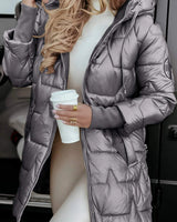 Dames gewatteerde capuchonjas met gewatteerde voering 3