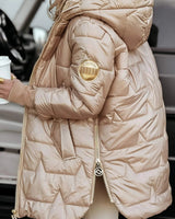 Dames gewatteerde capuchonjas met gewatteerde voering 4