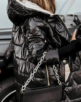 Dames gewatteerde capuchonjas met gewatteerde voering 5