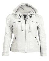 Dames imitatieleren jack met capuchon 0