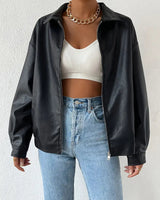 Dames imitatieleren ritsjack zwart 0