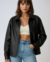 Dames imitatieleren ritsjack zwart 1