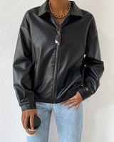 Dames imitatieleren ritsjack zwart 2