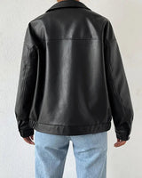 Dames imitatieleren ritsjack zwart 3