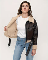 Dames korte leren winterjas 1