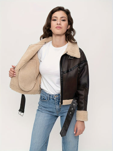 Dames korte leren winterjas 1