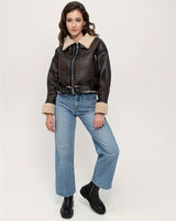 Dames korte leren winterjas 2