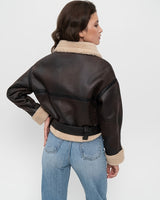 Dames korte leren winterjas 3