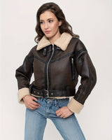 Dames korte leren winterjas 5