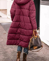 Dames lange winterjas met capuchon 8