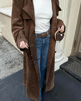 Dames maxi trenchcoat van vegan suède 5