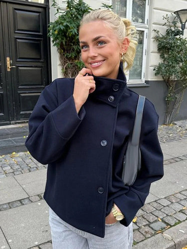 Dames peacoat met opstaande kraag 0