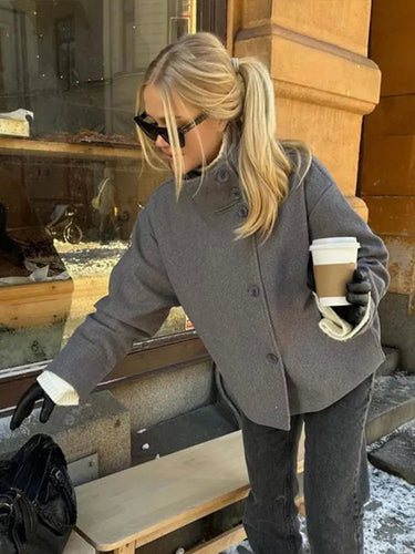 Dames peacoat met opstaande kraag 3