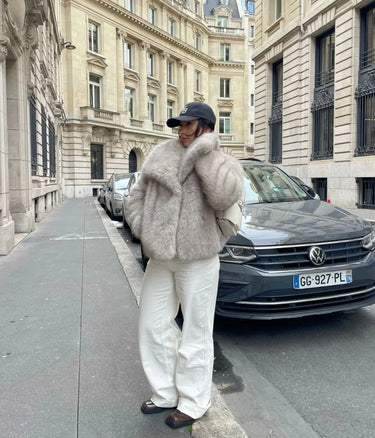 Dames pluizige imitatiebontjas 8