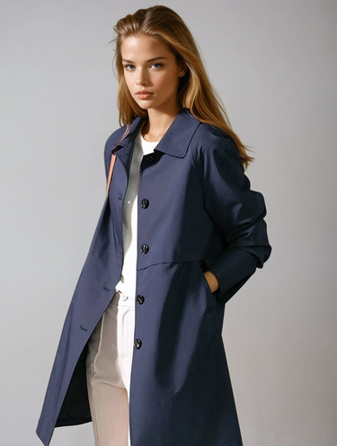 Dames trenchcoat met knoopsluiting en korte mouwen 0