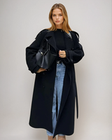 Dubbelrijs wolmixjas voor dames 0