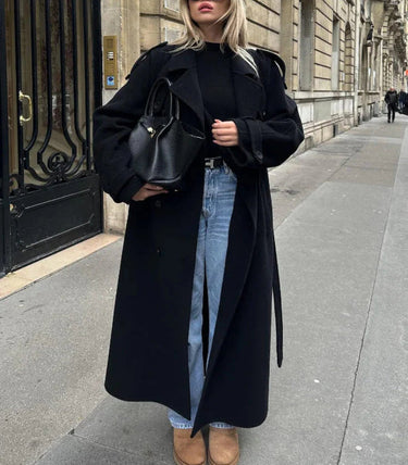 Dubbelrijs wolmixjas voor dames 6