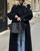 Dubbelrijs wolmixjas voor dames 7